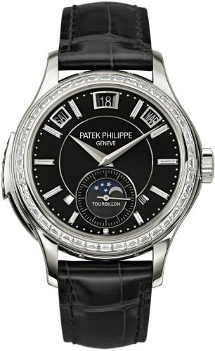 Patek Philippe Grand Complications Annual Calendar Day - Date Moon Phase 41mm Black Index Platinum Leather Manual | 5307P - 001 - Luxury Time NYC