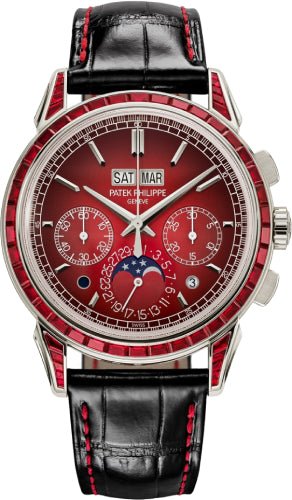 Patek Philippe Grand Complications Chronograph Perpetual Calendar Platinum Ruby Set Red Dial | 5271/12P - 010 - Luxury Time NYC