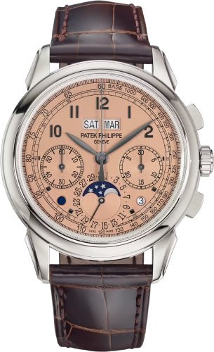 Patek Philippe Grand Complications Chronograph Perpetual Calendar Platinum "Salmon" Golden Opaline Dial - 5270P - 001 - Luxury Time NYC