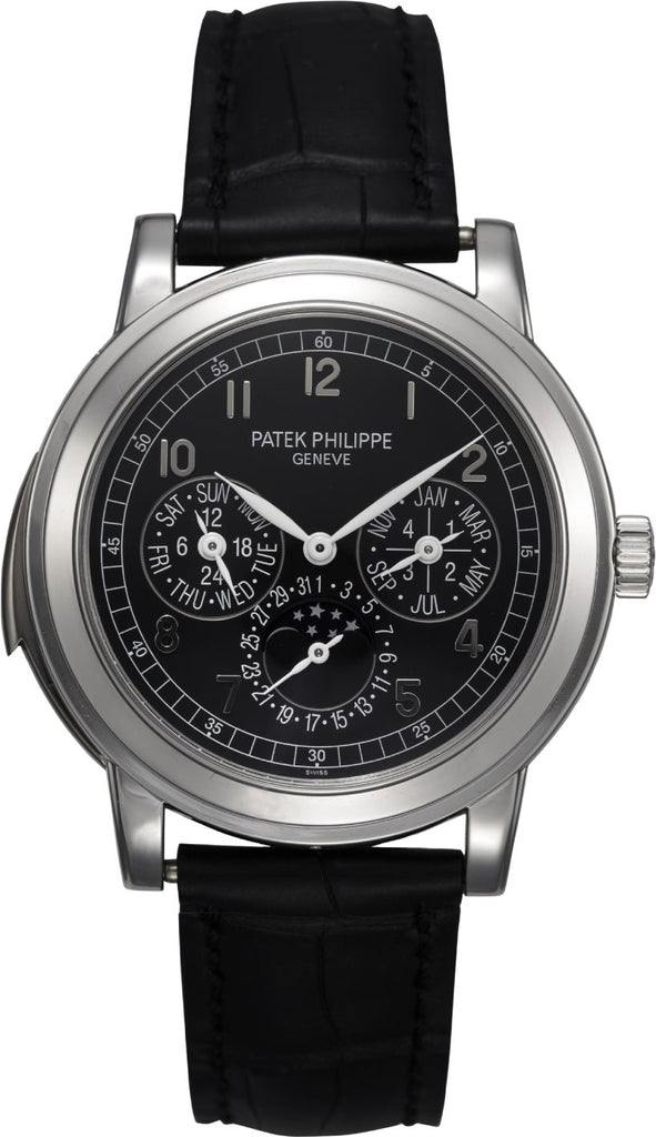 Patek Philippe Grand Complications Day - Date Annual Calendar Moon Phase Black Arabic Platinum Automatic - 42mm - 5074P - 001 - Luxury Time NYC