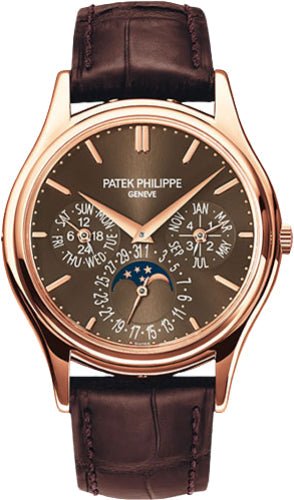 Patek Philippe Grand Complications Day - Date Annual Calendar Moon Phase Brown Dial Rose Gold Leather 37.2mm | 5140R - 001 - Luxury Time NYC