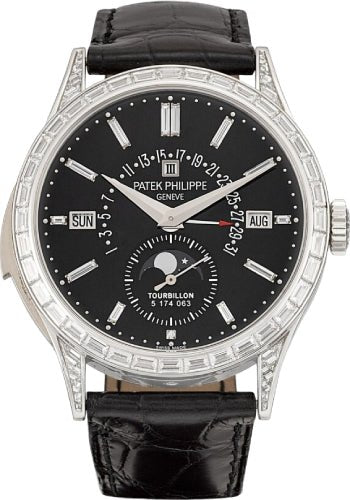 Patek Philippe Grand Complications Perpetual Calendar Day Month Moon Phase 39.5mm Black Index Platinum Leather Manual | 5217P - 001 - Luxury Time NYC