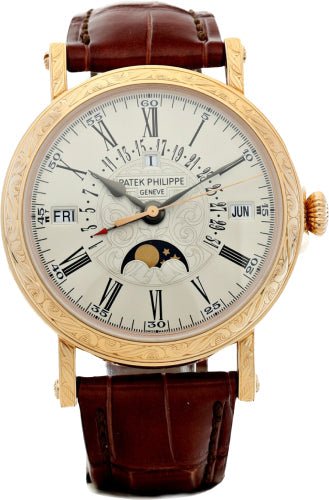 Patek Philippe Grand Complications Perpetual Calendar Day Month Moon Phases White Opaline Roman Dial | 5160R - 001 - Luxury Time NYC