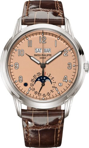 Patek Philippe Grand Complications Perpetual Calendar White Gold Rose Opaline Dial | 5320G - 011 - Luxury Time NYC