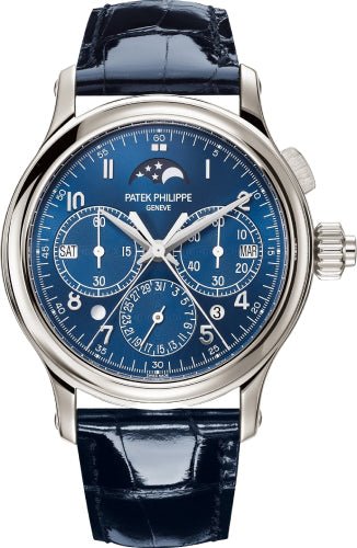 Patek Philippe Grand Complications Split - Seconds Chronograph Perpetual Calendar Platinum Blue Dial - 5372P - 001 - Luxury Time NYC