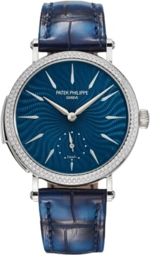 Patek Philippe Grand Complications White Gold Blue Dial 36mm Diamond Bezel | 7040/250G - 001 - Luxury Time NYC