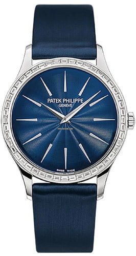 Patek Philippe Ladies Calatrava 33 mm White Gold Blue Dial - 4897/300G - 001 - Luxury Time NYC