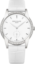 Load image into Gallery viewer, Patek Philippe Ladies Calatrava 33mm White Hobnail Index Diamond Bezel White Gold Leather - 7122 - 200G - 001 - Luxury Time NYC