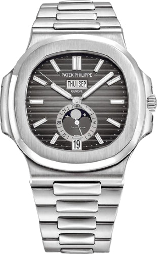 Patek Philippe Nautilus Annual Calendar Moon Phases Stainless Steel Grey Dial | 5726/1A - 001 - Luxury Time NYC