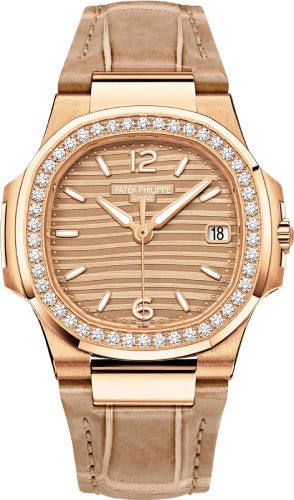 Patek Philippe Nautilus Date Sweep Seconds Rose Gold Golden Dial | 7010R - 012 - Luxury Time NYC