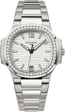 Load image into Gallery viewer, Patek Philippe Nautilus Ladies 33.6mm Silver Index Diamond Bezel Stainless Steel Diamond Set Date | 7018/1A - 001 - Luxury Time NYC