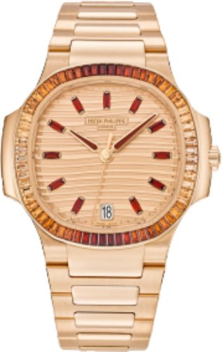 Patek Philippe Nautilus Ladies Rose Gold Gemset Bezel | 7118/1300R - 001 - Luxury Time NYC