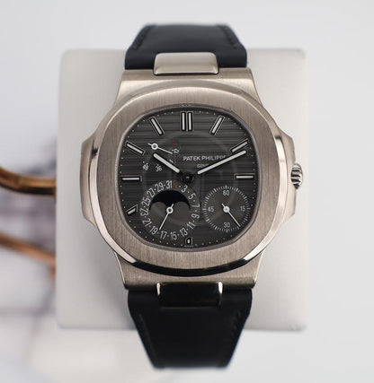 Patek Philippe Nautilus Moon Phases White Gold Slate Gray Dial | 5712G - 001 - Luxury Time NYC