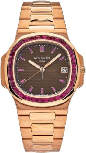Patek Philippe Nautilus Rose Gold Brown Ruby Dial 40mm Ruby Bezel | 5723/112R - 001 - Luxury Time NYC