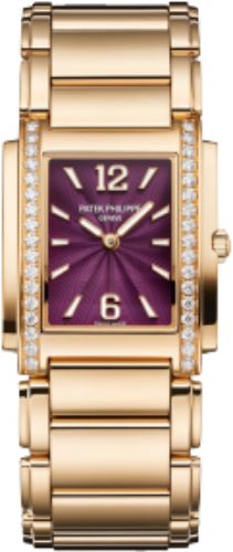 Patek Philippe Twenty~4 Ladies Rose Gold/Diamonds Purple Dial | 4910/1201R - 010 - Luxury Time NYC