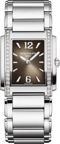 Patek Philippe Twenty~4 Ladies Stainless Steel Grey Sunburst Dial | 4910/1200A - 010 - Luxury Time NYC