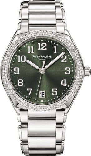 Patek Philippe Twenty~4 Ladies Stainless Steel Olive Green Dial | 7300/1200A - 011 - Luxury Time NYC