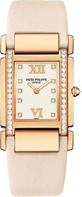 Patek Philippe Twenty~4 Quartz 25mm Rose Gold Diamond Bezel and Dial | 4920R - 010 - Luxury Time NYC