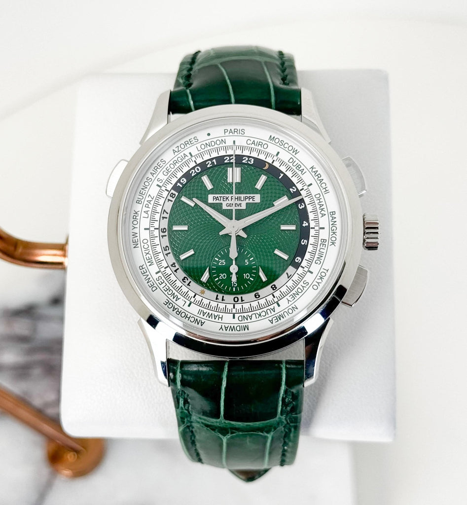 Patek Philippe World Time Flyback Chronograph Green Watch - 5930P-001 - Luxury Time NYC