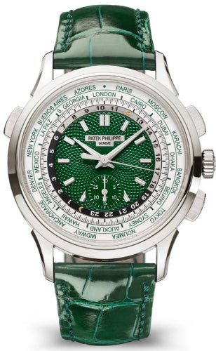 Patek Philippe World Time Flyback Chronograph Green Watch - 5930P-001 - Luxury Time NYC