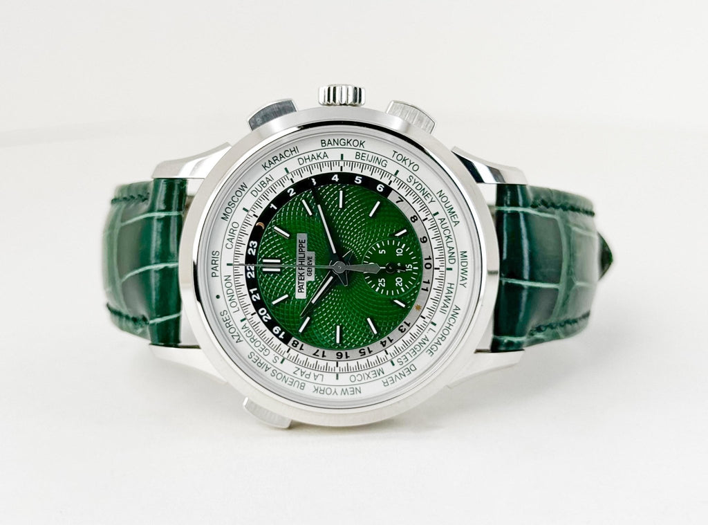 Patek Philippe World Time Flyback Chronograph Green Watch - 5930P-001 - Luxury Time NYC