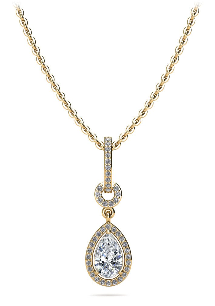 Pear Drop Dangle Diamond Pendant with 0.49 ct.(finished) 6x4mm, 1mm - Luxury Time NYC