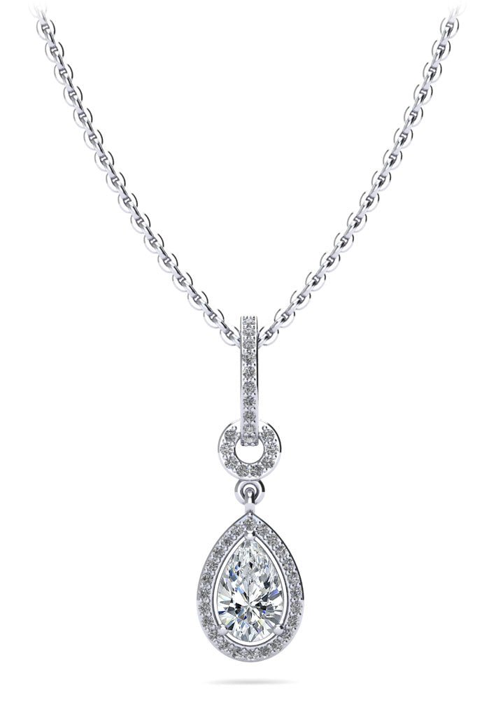 Pear Drop Dangle Diamond Pendant with 0.49 ct.(finished) 6x4mm, 1mm - Luxury Time NYC