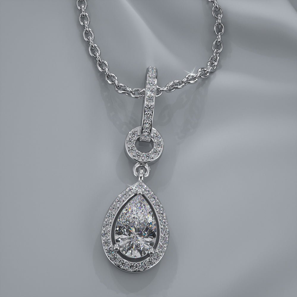 Pear Drop Dangle Diamond Pendant with 0.49 ct.(finished) 6x4mm, 1mm - Luxury Time NYC