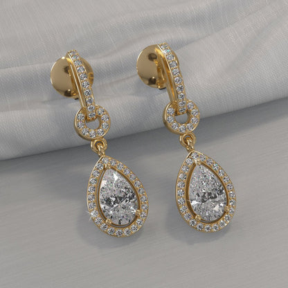 Pear Drop Dangle Lab - Grown Diamond Earrings with 1.92 ct.(finished) 8x5mm, 1mm - Luxury Time NYC