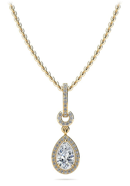 Pear Drop Dangle Lab - Grown Diamond Pendant with 1.73 ct.(finished) 10x6.5mm, 1mm - Luxury Time NYC