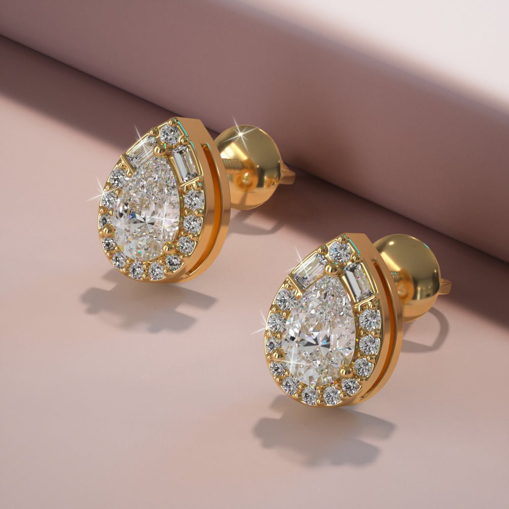 Pear Shape Diamond Dreams Lab - Grown Diamond Stud Earrings with 0.79 ct.(finished) - Luxury Time NYC