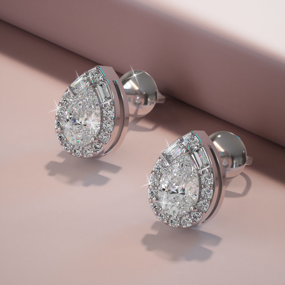 Pear Shape Diamond Dreams Lab - Grown Diamond Stud Earrings with 0.87 ct.(finished) - Luxury Time NYC