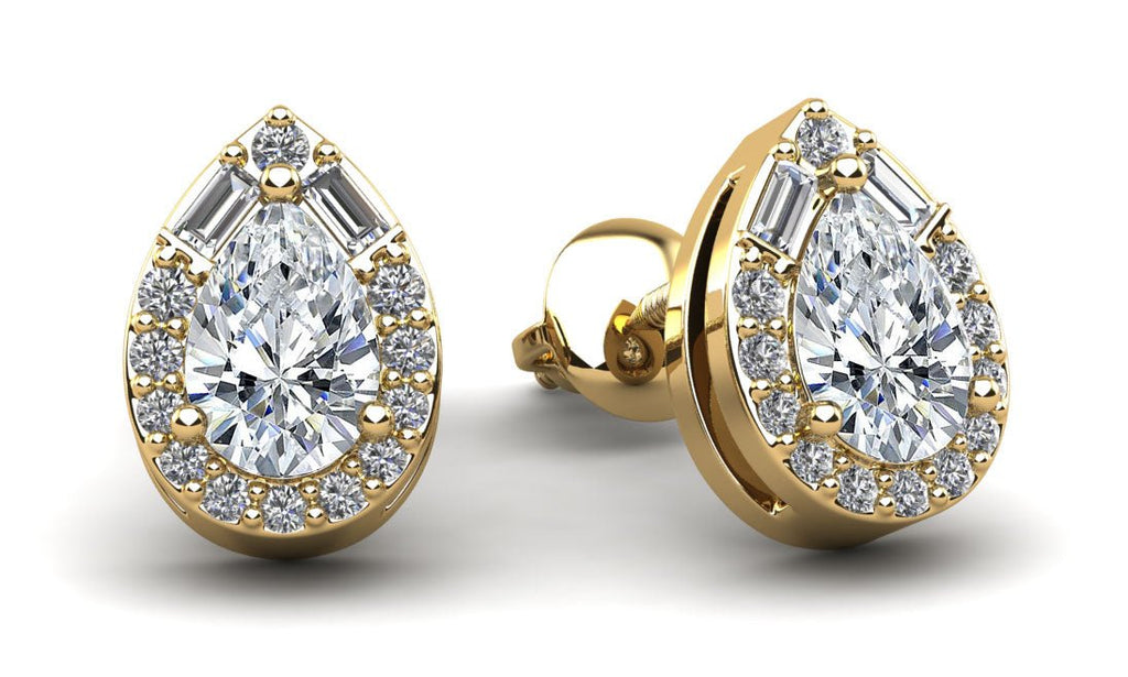 Pear Shape Diamond Dreams Stud Diamond Earrings with 0.79 ct.(finished) - Luxury Time NYC