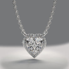 Load image into Gallery viewer, Perfect Heart Halo Diamond Pendant with 0.59 ct. (0.50 ct. center diamond) - Luxury Time NYC