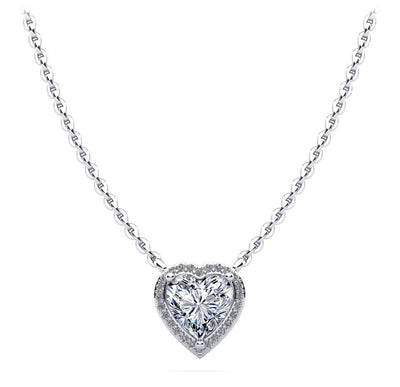 Perfect Heart Halo Diamond Pendant with 0.59 ct. (0.50 ct. center diamond) - Luxury Time NYC