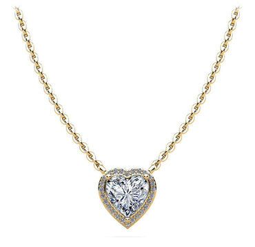 Perfect Heart Halo Diamond Pendant with 0.59 ct. (0.50 ct. center diamond) - Luxury Time NYC