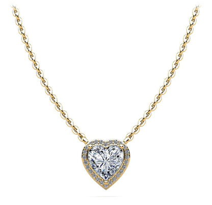Perfect Heart Halo Diamond Pendant with 0.59 ct. (0.50 ct. center diamond) - Luxury Time NYC