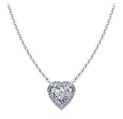 Perfect Heart Halo Diamond Pendant with 1.11 ct. (1.00 ct. center diamond) - Luxury Time NYC