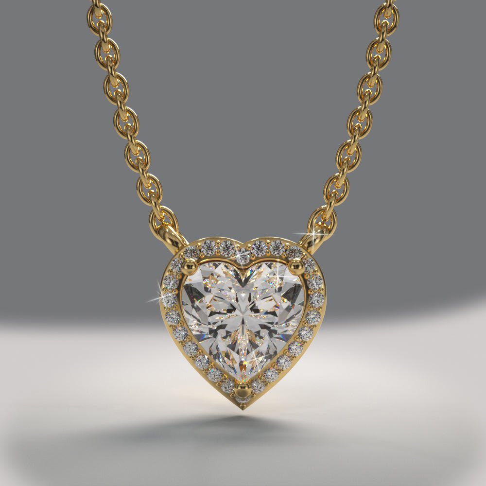 Perfect Heart Halo Lab - Grown Diamond Pendant with 0.59 ct. (0.50 ct. center diamond) - Luxury Time NYC