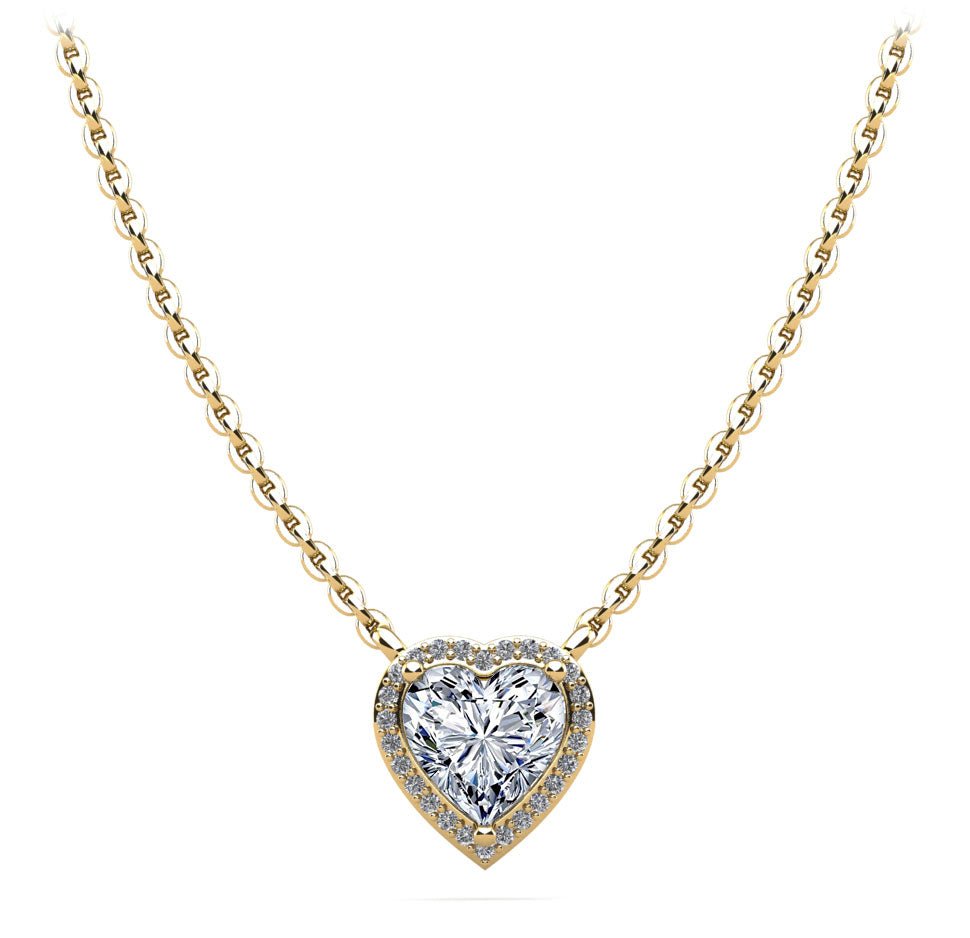 Perfect Heart Halo Lab - Grown Diamond Pendant with 0.59 ct. (0.50 ct. center diamond) - Luxury Time NYC