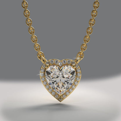 Perfect Heart Halo Lab - Grown Diamond Pendant with 1.63 ct. (1.50 ct. center diamond) - Luxury Time NYC