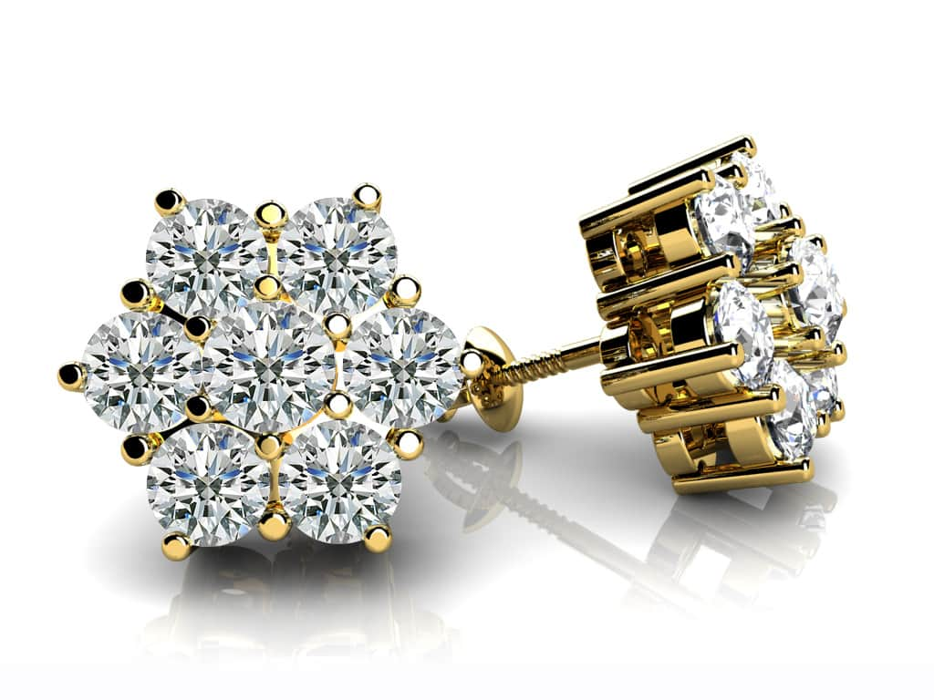 Perfect Petals Diamond Stud Earrings with 1.12 ct.(finished) 2.75mm - Luxury Time NYC