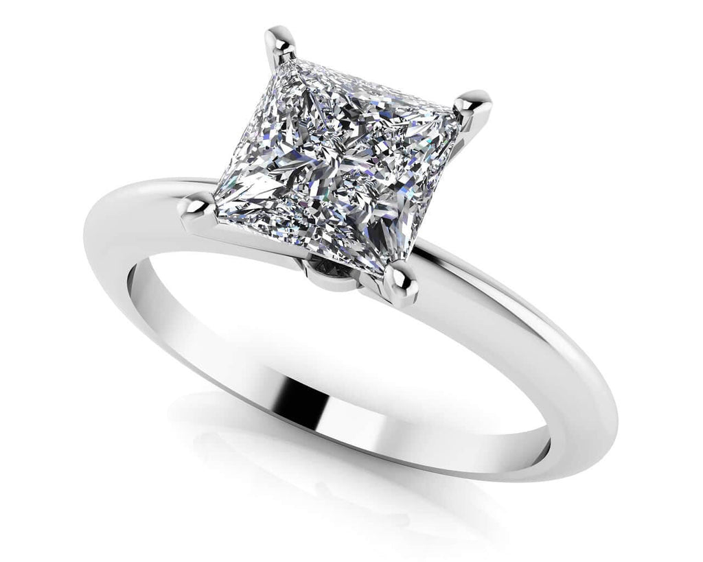 Perfect Princess Cut Diamond Solitaire Diamond Engagement Ring with 1.00 ct.(finished) 6.5mm - Luxury Time NYC