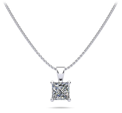 Perfect Princess Diamond Pendant with 1.50 ct.(finished) 6.5mm - Luxury Time NYC