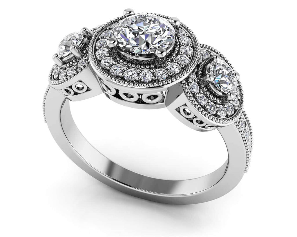 Perfect Three Diamond Anniversary Band Diamond with 1.48 ct. (0.65 ct. center diamond) - Luxury Time NYC