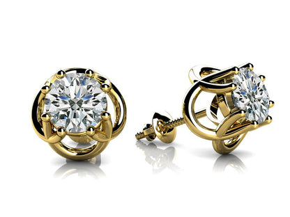 Petal Shaped Lab - Grown Diamond Stud Earrings with 1.50 ct.(finished) 5.7mm - Luxury Time NYC