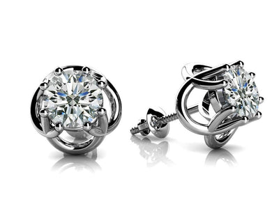 Petal Shaped Lab - Grown Diamond Stud Earrings with 1.50 ct.(finished) 5.7mm - Luxury Time NYC