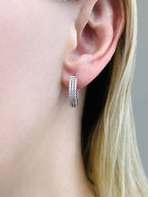 Load image into Gallery viewer, Petit 3 Row Diamond Hoop Earrings with 0.91 ct.(finished) 1.2mm - Luxury Time NYC