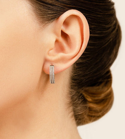 Petit 3 Row Lab - Grown Diamond Hoop Earrings with 0.91 ct.(finished) 1.2mm - Luxury Time NYC