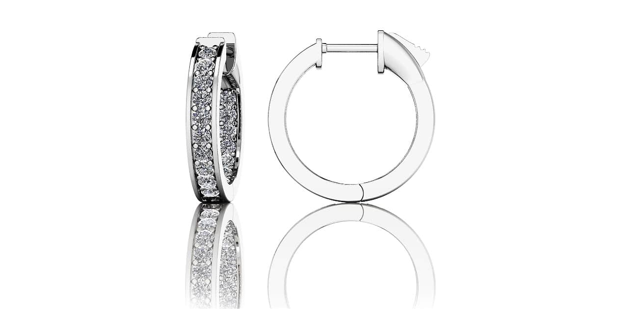 Petit Prong Set Diamond Lined Hoops Diamond with 0.66 ct.(finished) 1.5mm - Luxury Time NYC